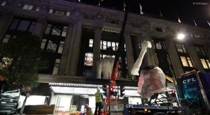 UNIC spider crane statue installation