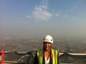 Gill Riley on the 87th floor of The Shard Com